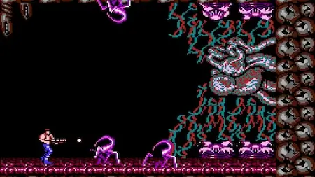 Final boss battle in Contra NES video game