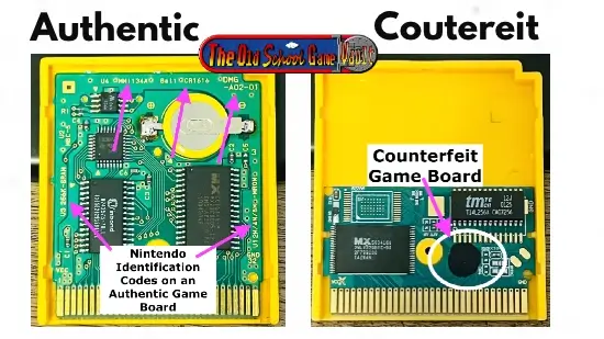 Authentic vs Counterfeit Game Board GameBoy Yellow