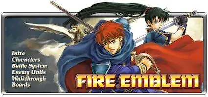 Fire Emblem GBA intro screen showing the game’s logo and start menu on a Game Boy Advance