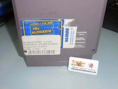 The Flintstones: Surprise at Dinosaur Peak NES Cartridge back view, showing authentic cartridge shell and serial markings.