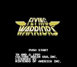 Flying Warriors NES title screen – a martial arts game with promising ideas buried under clunky controls.