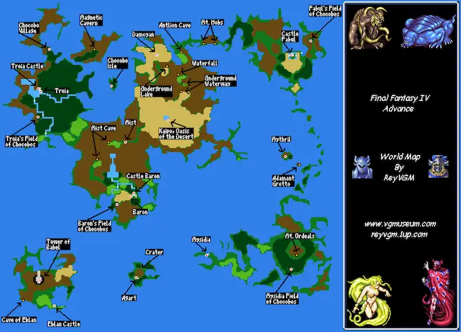 Final Fantasy IV Advance World Map Screenshot