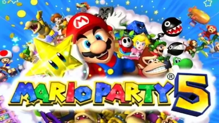 Mario Party 5 minigame scene from GameCube with four-player party mode