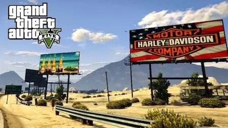 In-Game Advertising Example:  Harley Davidson Ad in Grand Theft Auto V