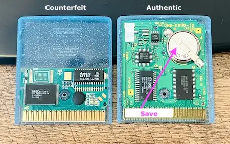 Game Boy Color Pokemon Crystal - Fake Vs Real Game Board