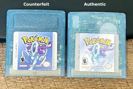 Game Boy Color Pokemon Crystal - Fake Vs Real Front Labels