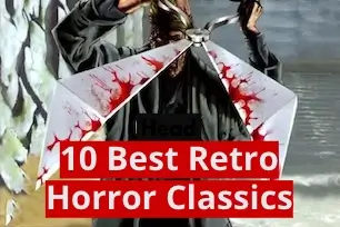 10 Best Retro Horror Games” over a dark, moody background featuring the Scissorman character from Clock Tower on PS1, evoking a classic survival horror atmosphere.