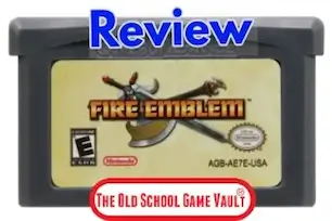 Fire Emblem GBA cartridge with review label – Tactical RPG review by The Old School Game Vault for Game Boy Advance collectors and fans.
