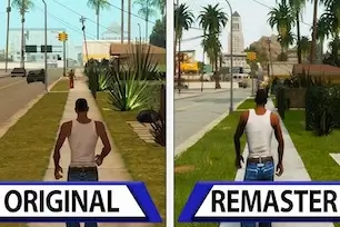 Grand Theft Auto San Andreas original vs remaster graphics comparison – street and character detail improvements