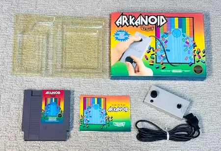 A beautiful, rare CIB copy of Nintendo NES game Arkanoid from the Missouri Collection.