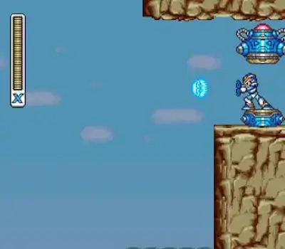Mega Man X SNES gameplay with platforming action and boss fight