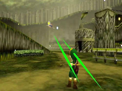 Arwing enemy from Star Fox appearing in Ocarina of Time via GameShark
