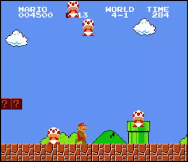 Super Mario Bros. NES gameplay in World 4-1 using Game Genie warp code
