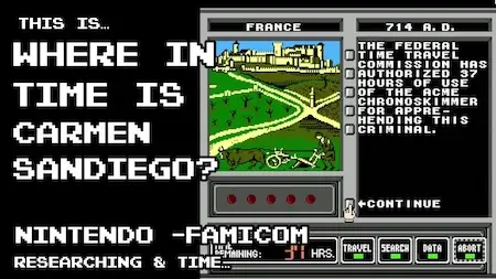 Where in Time is Carmen Sandiego NES screenshot showing France 714 AD.