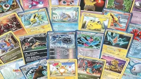 Pokémon Trading Card Game cards featuring Pikachu, Jolteon, Blastoise, and more — a key driver of Pokémon’s global success