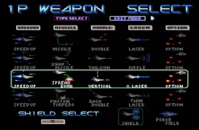 Gradius III SNES screenshot – customizable weapon system in a retro shmup