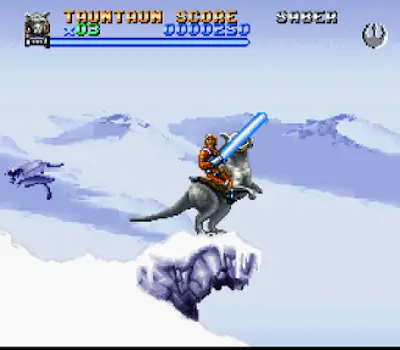 Super Empire Strikes Back SNES gameplay with Luke Skywalker in snowy level