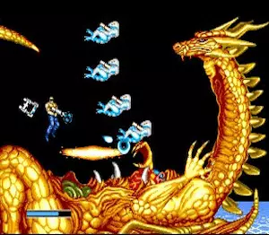 TurboGrafx-16 Forgotten Worlds jetpack shooting gameplay