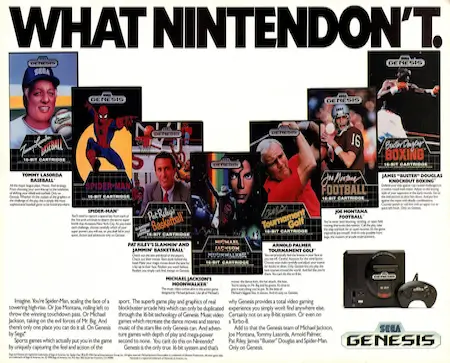 Nintendont Sega advertisement from the 1990s – Genesis vs Nintendo console wars marketing