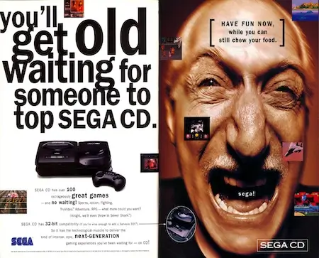 Sega CD advertisement – add-on console for Sega Genesis released in early 1990s