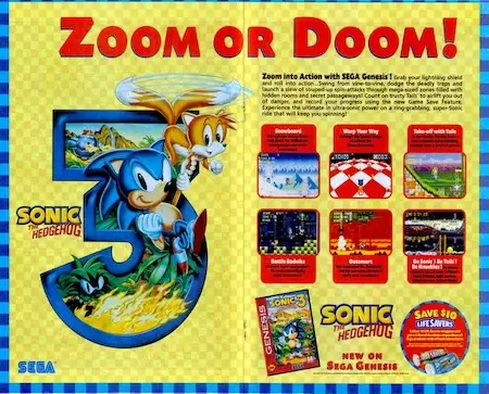 Sonic the Hedgehog advertisement for Sega Genesis – iconic 1991 Sega marketing campaign