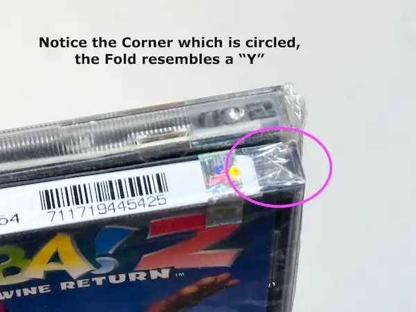 Photo is showing an example of a Y Fold  on a PlayStation 1 game.