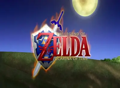 Link standing in front of Hyrule Castle in The Legend of Zelda: Ocarina of Time