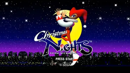 Christmas NiGHTS into Dreams Sega Saturn title screen – retro Christmas video game