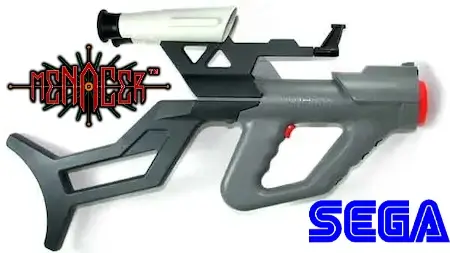 Sega Genesis Menacer light gun accessory with scope attachment and Sega logo