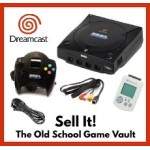 Black Sega Dreamcast console bundle – includes cords, controller, and VMU