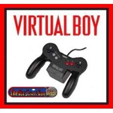 Official Virtual Boy controller with dual D-pads and Nintendo branding on black surface