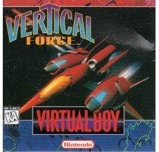 Vertical Force Virtual Boy box art with spacecraft shooting enemies in top-down battle