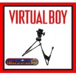 Virtual Boy system stand in black plastic shown detached, supports console for tabletop use