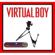 Virtual Boy system stand in black plastic shown detached, supports console for tabletop use
