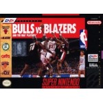Bulls Vs Blazers and the NBA Playoffs SNES box art – sports game for Super Nintendo