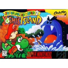 Super Mario World 2 Yoshi's Island SNES box art – platformer for Super Nintendo