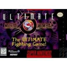 Ultimate Mortal Kombat 3 SNES box art – fighting game for Super Nintendo