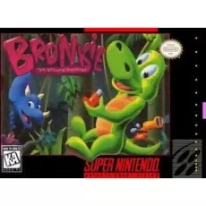 Bronkie The Bronchiasaurus SNES box art – retro game for Super Nintendo