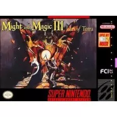 Might and Magic III Isles of Terra SNES box art – retro game for Super Nintendo