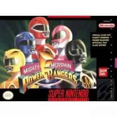 Mighty Morphin Power Rangers SNES box art – licensed action game for Super Nintendo