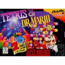 Tetris and Dr. Mario SNES box art – platformer for Super Nintendo