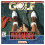 Golf Virtual Boy box art featuring golfer mid-swing against a red 3D background grid
