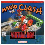Mario Clash Virtual Boy cover with Mario attacking enemies in a red 3D pipe environment