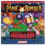 Panic Bomber Virtual Boy cover showing Bomberman tossing bombs in a red puzzle zone