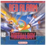 Red Alarm Virtual Boy box art featuring wireframe 3D spaceship in sci-fi combat action